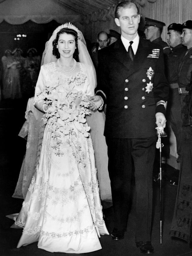 Princess Elizabeth and Prince Philip on their wedding day. Picture: AFP.