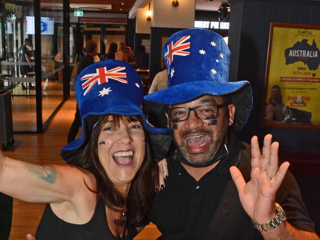 Kaz Burchell and Stephen Brown at Australia Day celebrations at Cavill Hotel, Surfers Paradise. Picture: Regina King