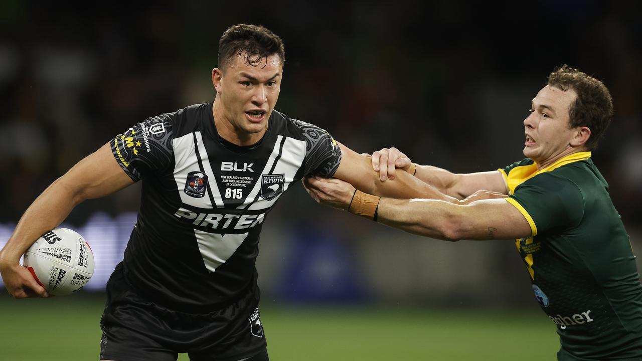 Joseph Manu in action for the Kiwis against Australia.