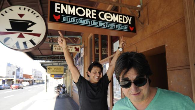 Vince Colosimo and Nick Giannopoulos at the Enmore Theatre, Sydney, to promote the stage show of Wog Boy.