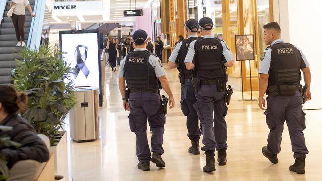 Police at Westfield shopping centre in Bondi Junction in Sydney. Picture: NCA NewsWire / Jeremy Piper