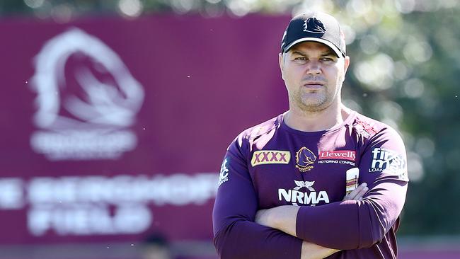 Anthony Seibold will address the Broncos squad on Wednesday. Picture: AAP/Jono Searle