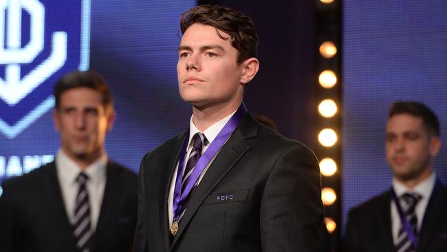 Lachie Neale after winning Fremantle’s best and fairest. Picture: Daniel Wilkins