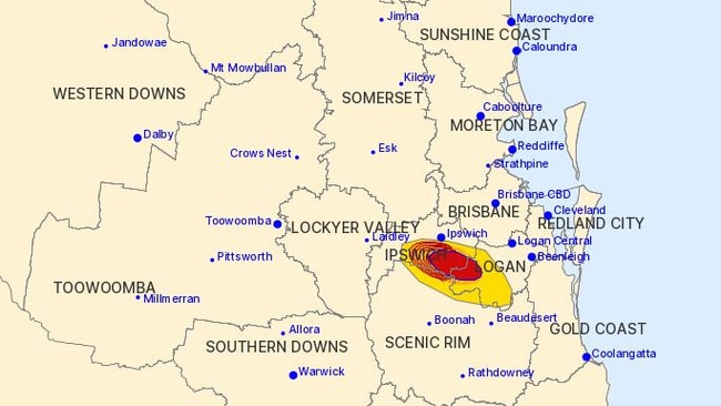 The BoM warning issued at 2.09pm.