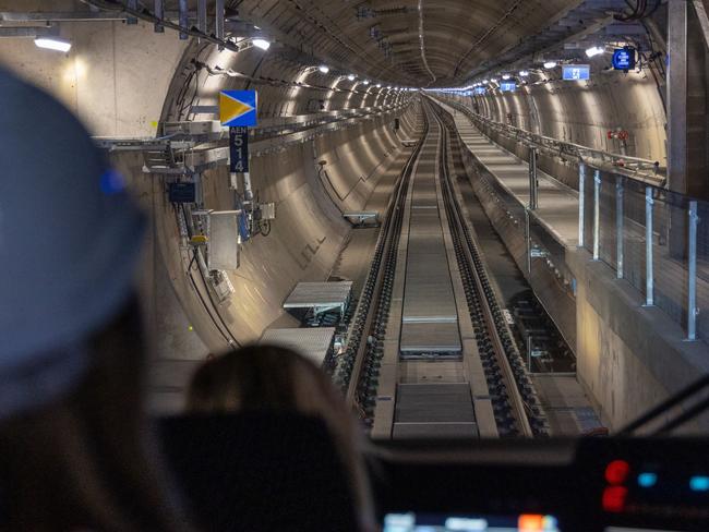 Test trains in the Metro Tunnel reached 80 km/h – the top speed they will go between the stations when it opens in 2025. Supplied: Big Build Vic