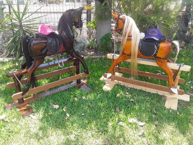 Each of Mr Smith's rocking horses is adorned with leather features and real horsehair