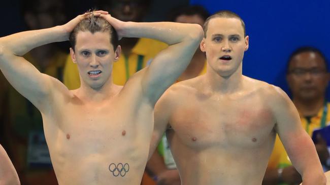 Thomas Fraser-Holmes and Daniel Smith at the Rio Games. Picture: Alex Coppel