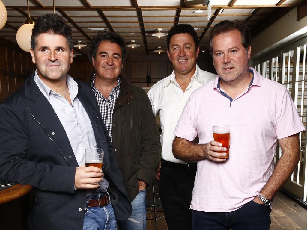 The Malouf brothers, Justin, Jamie and Edward and partner Peter Tate at the Bellevue Hotel. Picture: John Appleyard