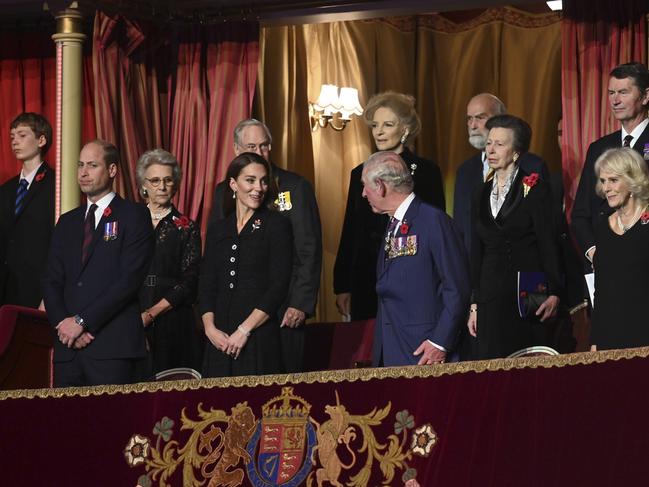 Prince William and Kate, Prince Charles and Camilla and other members of Britain’s Royal Family attend the annual Royal British Legion Festival of Remembrance at the Royal Albert Hall in London. Picture: Geoff Pgh/Pool/AFP