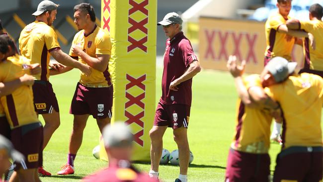 Wayne Bennett gets involved in every aspect of life in Camp Maroon. Picture: Chris Hyde/Getty Images