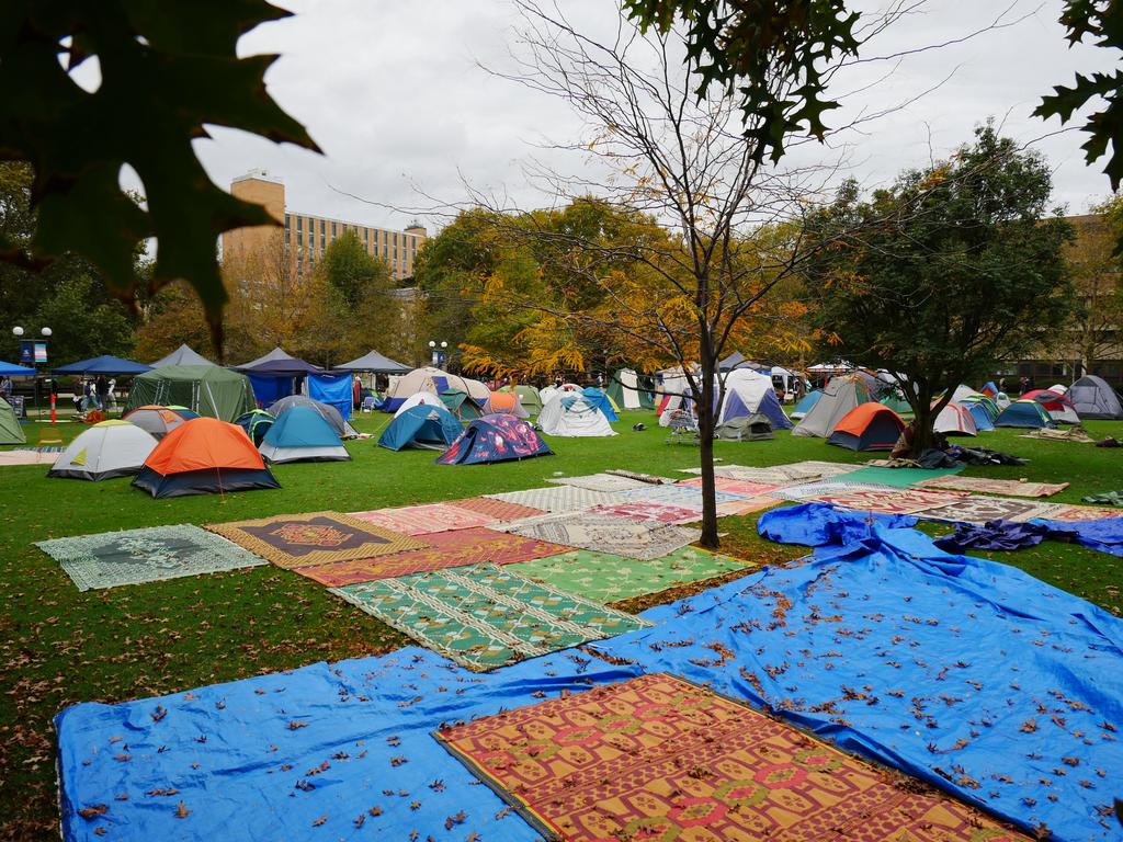 There are at least 70 tents at the University of Melbourne camp. Picture: NCA NewsWire / Blair Jackson