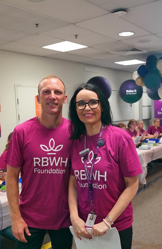 Brisbane Broncos legend Darren Lockyer with RBWH Foundation CEO Simone Garske.