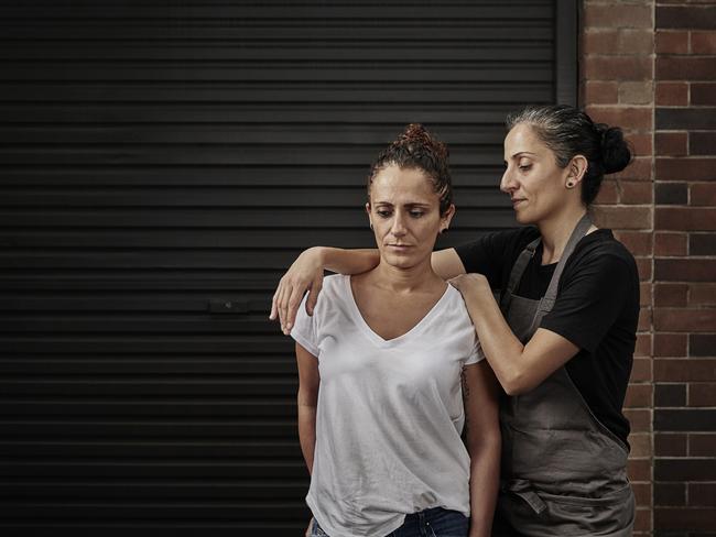 April 2020: Carol and Sharon Salloum, sisters and owners of Almond Bar. With Uber Eats taking too much of their profit margin, trading as takeaway only wasn’t an option. They have had to shut their doors for the time being. Picture: Rob Palmer/Canon Professional