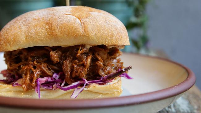 Trendy: Pulled pork roll with cabbage slaw.