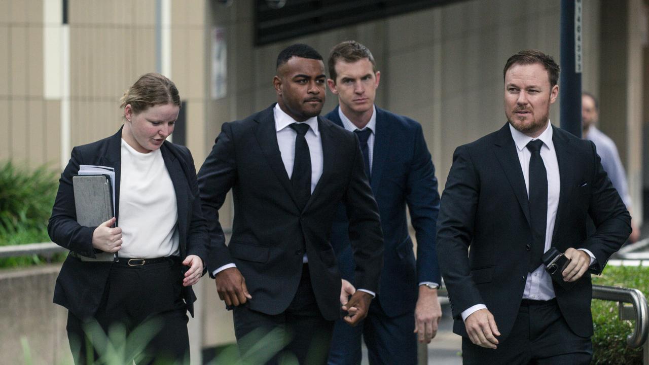 Broncos star player Ezra Mam arrives at Brisbane Magistrates Court. Picture: NewsWire / Glenn Campbell.