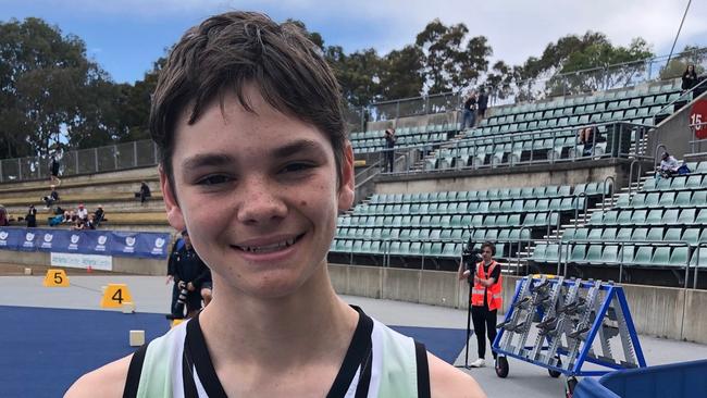 Young sprinter Jack Proudford after winning the 100m