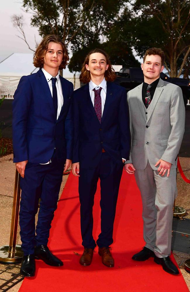 Harvey Price, James Clift and George Elliott at year 12 formal, Unity College. Picture: Patrick Woods.