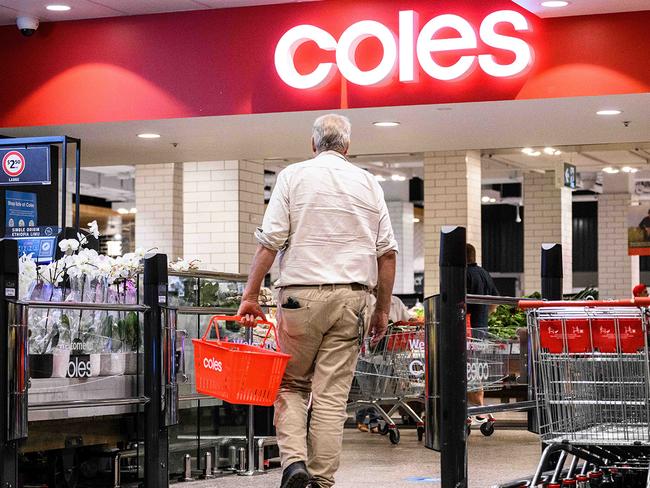 SYDNEY, AUSTRALIA - NewsWire Photos April 19, 2021: Signage outside a Coles supermarket, Sydney. Picture: NCA NewsWire / James Gourley
