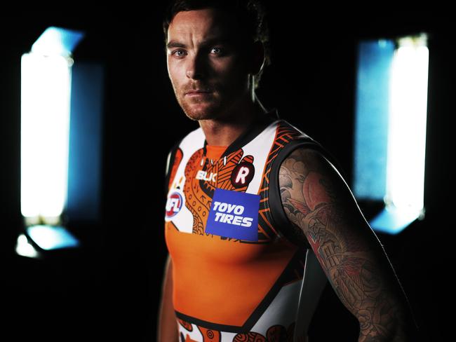 Nathan Wilson in the GWS Indigenous Round guernsey. Picture: Phil Hillyard