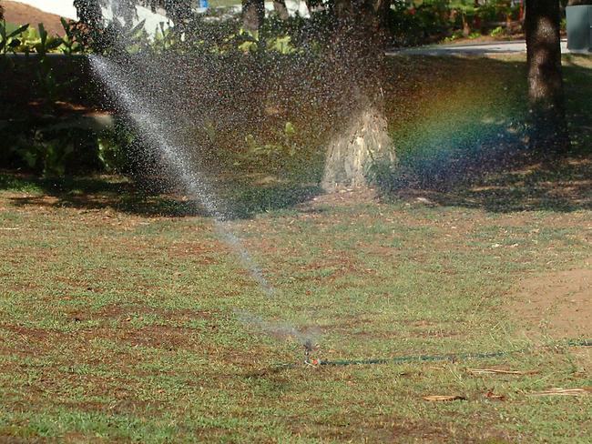 Water sprinkler going at Riverway in Townsville.