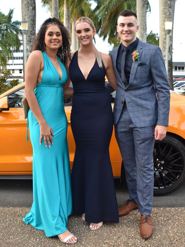 Tara Cortis, Kayla Doherty and Zac McGrath at the Mackay State High School formal at the MECC, on Wednesday November 18. Picture: Zizi Averill