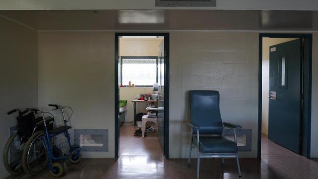 A wheelchair outside a room in Wolston Correctional Centre, Queensland. Many prisons are not fully accessible, making it extremely difficult for people with disabilities to navigate, HRW said. Picture: Daniel Soekov for Human Rights Watch