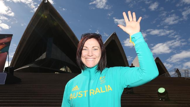 Anna Meares. The Australian Olympic team arrive home after competing in the 2016 RIO Olympics to family and friends at The Opera House. Picture: Adam Taylor