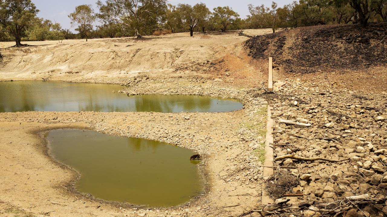 This is what it looks like instead. The local community around Dunlop Station's weir in Louth is facing drought and clean water shortages as debate grows over the alleged mismanagement of the Murray-Darling Basin. Picture: Jenny Evans/Getty Images