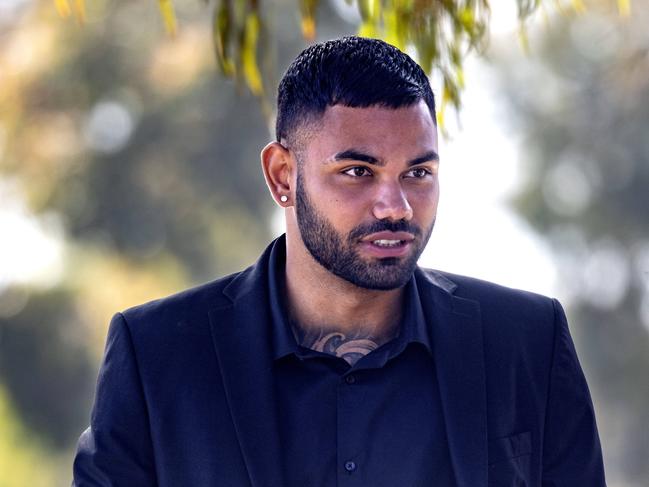 MELBOURNE, AUSTRALIA - NewsWire Photos - November 21, 2024: Tarryn Thomas arrives at Broadmeadows court. Thomas is accused of making a series of allegedly harassing phone calls to his former partner after he was axed by the Kangaroos in May.  Picture: NewsWire /ÃDavid Geraghty