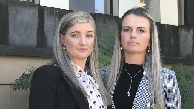 Shania Madden (left) and Ashley Whiting outside Coffs Harbour District Court. Both were abused by Gloucester stockman Paul Anthony Wardell. Picture: Jasmine Minhas