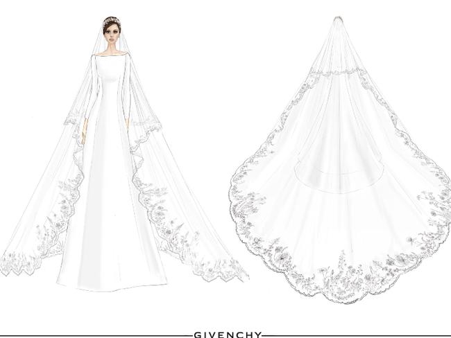 The sketches of Meghan Markle’s wedding gown by Clare Waight Keller. Picture: Givenchy/MEGA