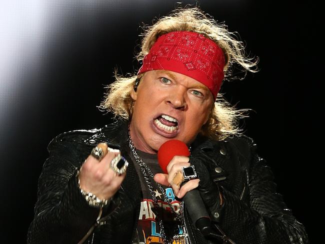 PERTH, AUSTRALIA - FEBRUARY 21: Axl Rose perfoms on stage during the Guns N' Roses 'Not In This Lifetime' Tour at Domain Stadium on February 21, 2017 in Perth, Australia.  (Photo by Paul Kane/Getty Images)