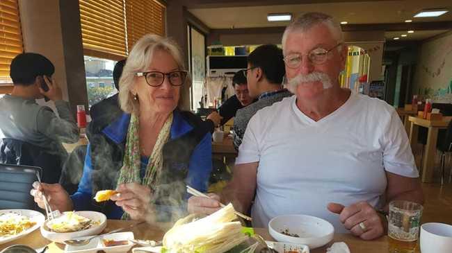 A photo taken of Lynne and Greg Dunne enjoying their holiday before they were quarantined. Image: Supplied.