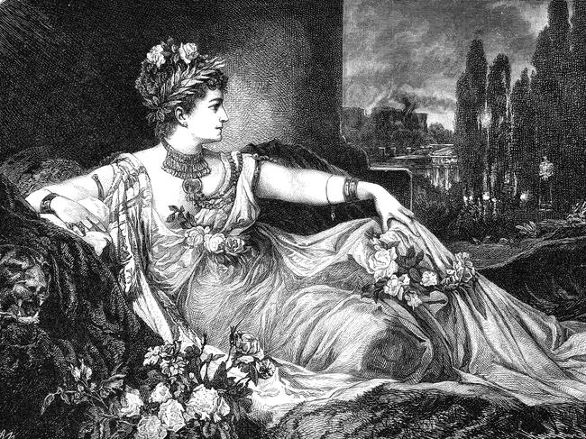 Valeria Messalina was the third wife of the Roman Emperor Claudius. In her mostly extremely negatively minded sources, she is described as greedy, cruel and extravagant; she was a nymphomaniac. Numerous high-ranking undesirables fell victim to their intrigues. Illustration from 19th century.