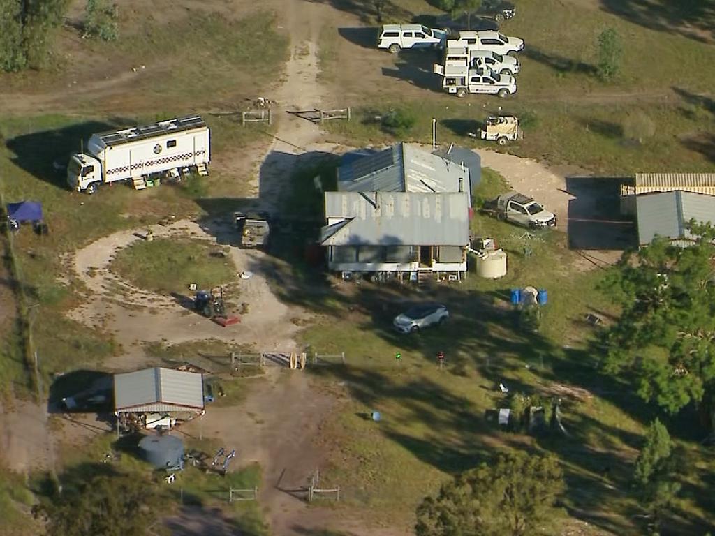 Aerial vision of the crime scene at Wieambilla. Picture: Nine News