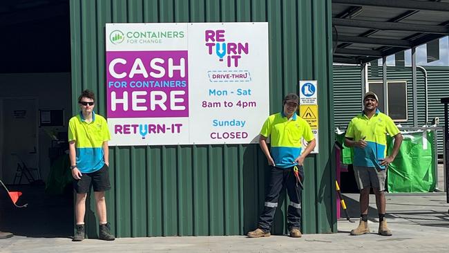 Staff outside the new Return-It Moranbah recycling depot.