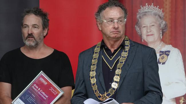 Mayor Paul Amos in royal company at the awards ceremony. Picture: Chris Knight.