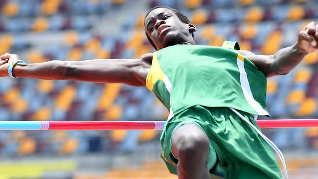 Yeronga Park SHS’s high jumper Alikana Malish enters the Australian All Schools championships with two recent state records. Picture, John Gass