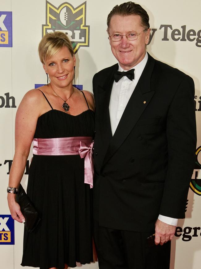 Mottram at the 2008 Dally M Awards with ex-husband Denis Fitzgerald.