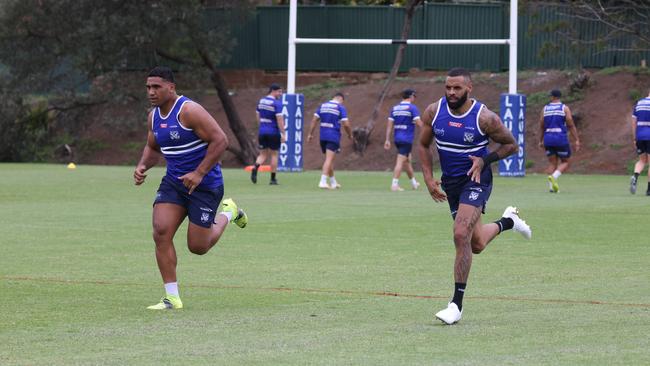 New recruits (L — R) Tevita Panga Jnr and Josh Addo-Carr bring plenty of spark to the Bulldogs. Picture: Bulldogs Media