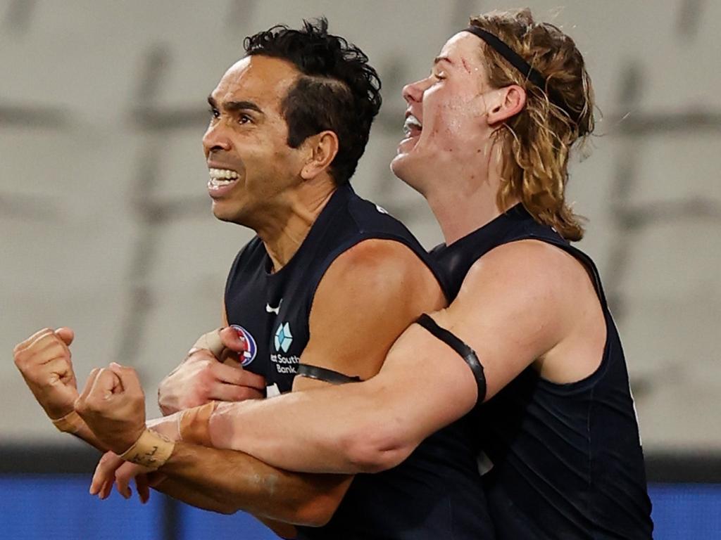 Both Betts and De Koning are lining up for the Blues this week as the side looks to make an unlikely charge at playing finals footy. (Photo by Michael Willson/AFL Photos via Getty Images)