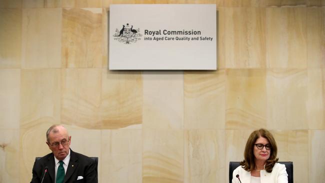 Royal Commissioners Richard Tracey and Lynelle Briggs. Picture: AAP/Kelly Barnes