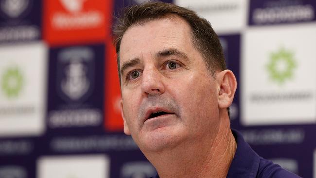 Under siege Fremantle coach Ross Lyon. Picture: Getty Images