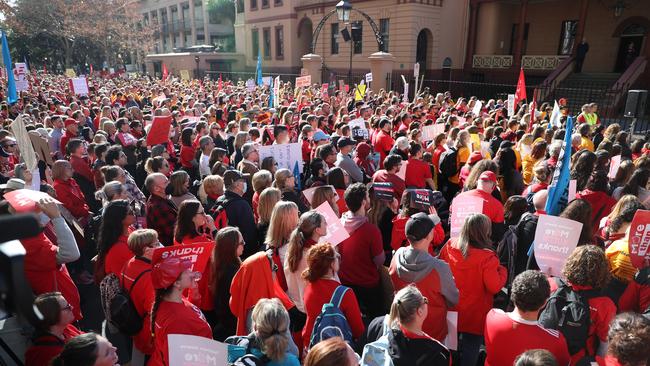 Striking teachers marched on NSW Parliament House in Sydney last year. Photo: John Grainger