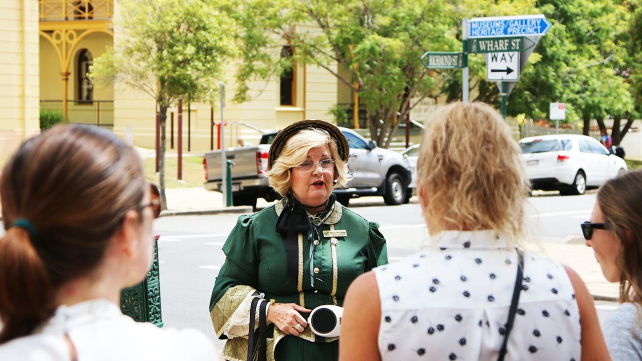 Carmel Murdoch, also known as Mary Heritage, leading the way on one of Maryborough's free guided walking tours.