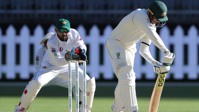 Australia A’s Usman Khawaja is caught behind in the tour match against Pakistan in Perth