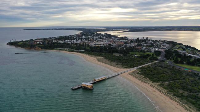 Almost half of property purchases were in cash in the 3225 postcode including Point Lonsdale and Queenscliff aerial in the year to July 2024. Picture: Alan Barber