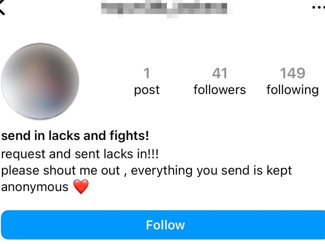 “Lacking” is a disturbing new social media trend emerging in Melbourne schools. Picture: Instagram.