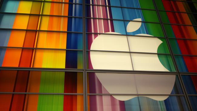 In this file photo the Apple logo is seen September 11, 2012 at the Yerba Buena Center for Arts in San Francisco, California. (Photo by KIMIHIRO HOSHINO / AFP)