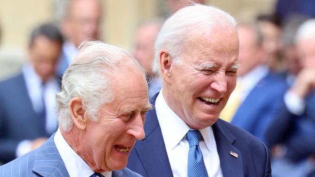 Joe Biden meets the King at Windsor Castle on Monday. Picture: AFP